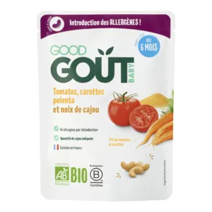 Good Goût purée lisse tomates carottes polenta et noix de cajou bio
