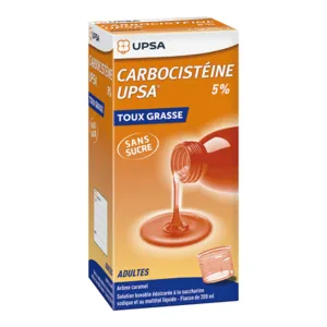 UPSA Carbocistéine 5% sans sucre sirop toux grasse