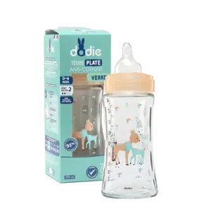 Dodie biberon verre 270 ml débit moyen Tétine plate