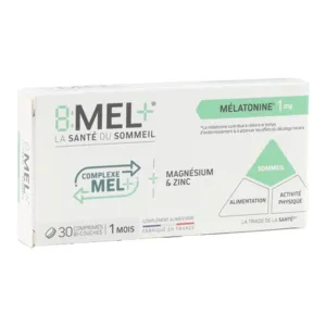 Comprimés Mélatonine 1 mg 8 Mel+