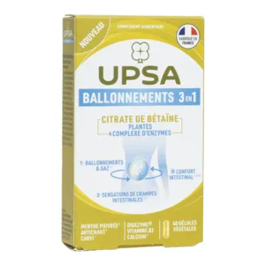 Gélules Ballonnements 3 en 1 Upsa Citrate de Bétaïne