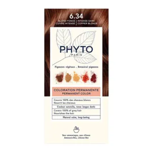 Coloration cheveux blancs Phytocolor 6.34 Blond foncé cuivré
