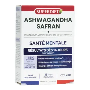 Gélules Ashwagandha Safran Santé Mentale  SuperDiet