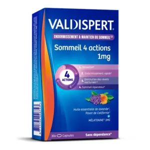 Mélatonine 1 mg Valdispert Sommeil 4 actions capsules