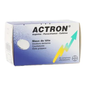 Actron Aspirine Paracétamol et Caféine comprimés effervescents