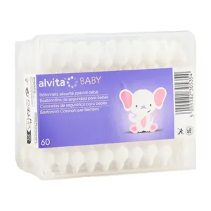 Bâtonnets ouatés pour bébé Alvita avec embout sécurité
