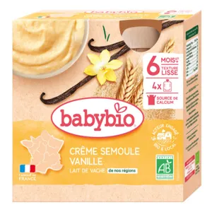 Crème semoule vanille bio Babybio en gourde