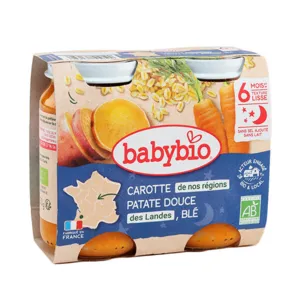 Babybio Petit pot bébé Carotte Patate douce Blé Bio
