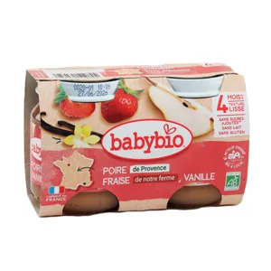 Babybio Petits Pots pour bébés poire fraise vanille bio