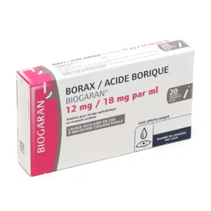 Unidoses Borax Acide borique médicament Biogaran
