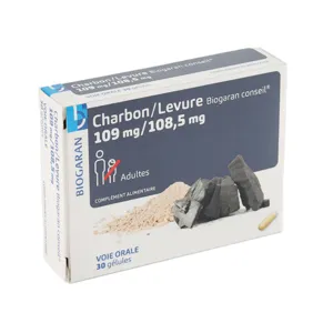 Gélules Charbon Levure 109 mg/108,5 mg Biogaran