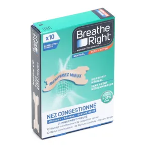 Bandelettes Breathe Right Menthol nez bouché