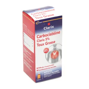 Sirop Clarix toux grasse sans sucre adultes