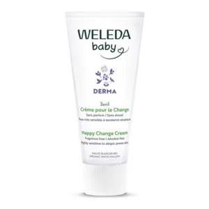 Crème pour le change 3 en 1 Weleda Bébé mauve blanche