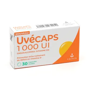 Uvécaps 1000 UI Vitamine D3 capsules molles