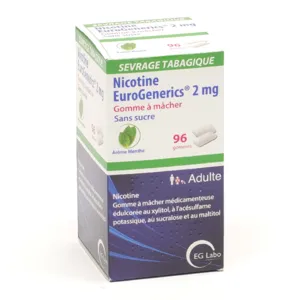 Gommes Nicotine 2mg menthe sans sucre EG Labo