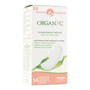 Organyc serviettes super absorbantes Douceur Maternité post-partum