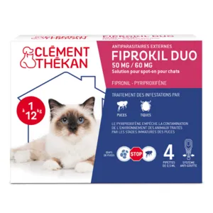 Clément Thékan Fiprokil Duo Chat Pipettes anti puces et tiques