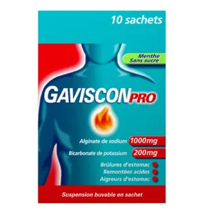 Gaviscon Pro sachet menthe sans sucre brûlure d'estomac