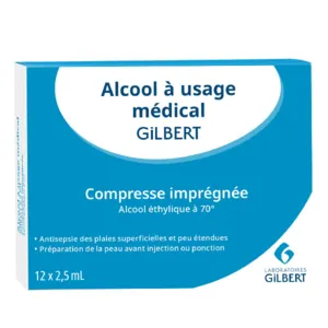 Gilbert compresses d'alcool pour désinfecter une plaie