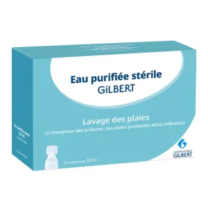 Eau purifiée stérile Gilbert pour lavage des plaies en unidoses