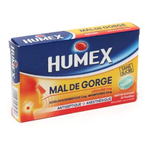 Humex pastille pour la gorge Menthe sans sucre