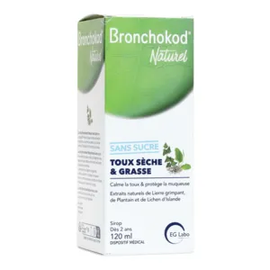 Bronchokod Naturel Sirop sans sucre Toux sèche et grasse