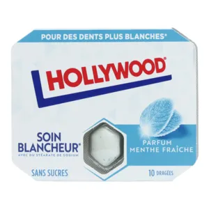 Hollywood chewing gum soin blancheur menthe fraîche sans sucre