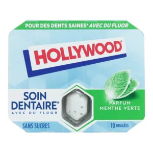 Hollywood chewing gum au fluor soin dentaire menthe verte