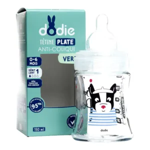 Biberon verre 150 ml Dodie anti-colique à tétine plate
