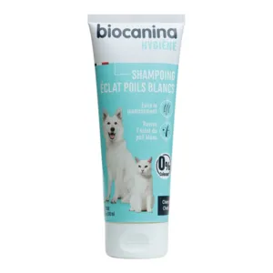 Biocanina Shampoing déjaunissant pelage blanc chien et chat