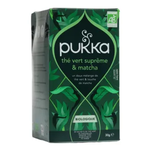 Thé vert suprême et matcha bio Pukka en sachets