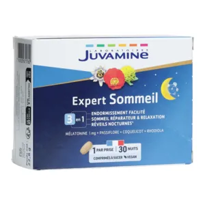 Comprimés Mélatonine et plantes Juvamine Expert Sommeil 3 en 1