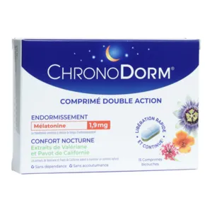 Comprimé Chronodorm 1,9 mg Mélatonine et Plantes Double action
