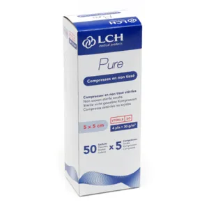 250 compresses non tissées stériles LCH Pure 5 x 5 cm