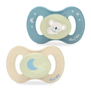 Luc et Léa Nature sucette silicone anatomique 6-18 mois phosphorescente