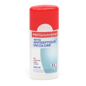 Mercurochrome Solution antiseptique incolore en spray