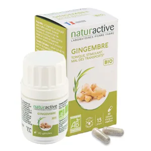 Naturactive gélules de gingembre bio mal des transports