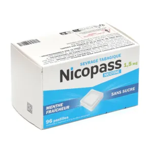 Nicopass menthe fraicheur 1,5 mg de nicotine