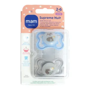 Sucette anatomique silicone 2-6 mois Supreme Nuit MAM