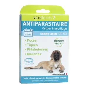 Collier Vetoform Antiparasitaire insectifuge chien +30 kg
