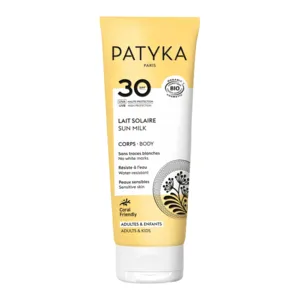 Lait solaire corps bio Patyka SPF 30 Peaux sensibles