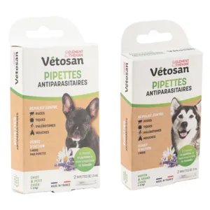 Pipettes anti puces chien Vétosan Clément Thékan