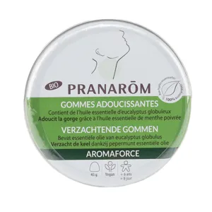 Gommes adoucissantes Bio menthe eucalyptus Pranarom Aromaforce