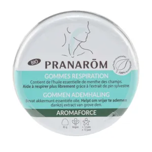 Gommes Respiration Bio Pranarom Aromaforce Menthe Pin