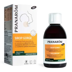 Pranarom Sirop gorge bio avec miel et ravintsara