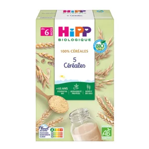 5 céréales sans sucres ajoutés HiPP pour bébé