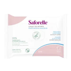 Lingettes hygiène intime biodégradables Saforelle Pocket