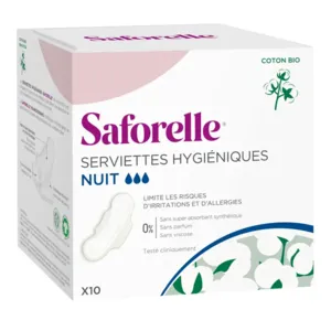 Saforelle Serviette hygiénique Nuit au coton bio