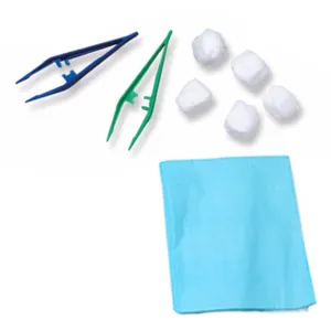 Set pansement stérile 1 champ + 2 pinces + 5 tampons Euromedis